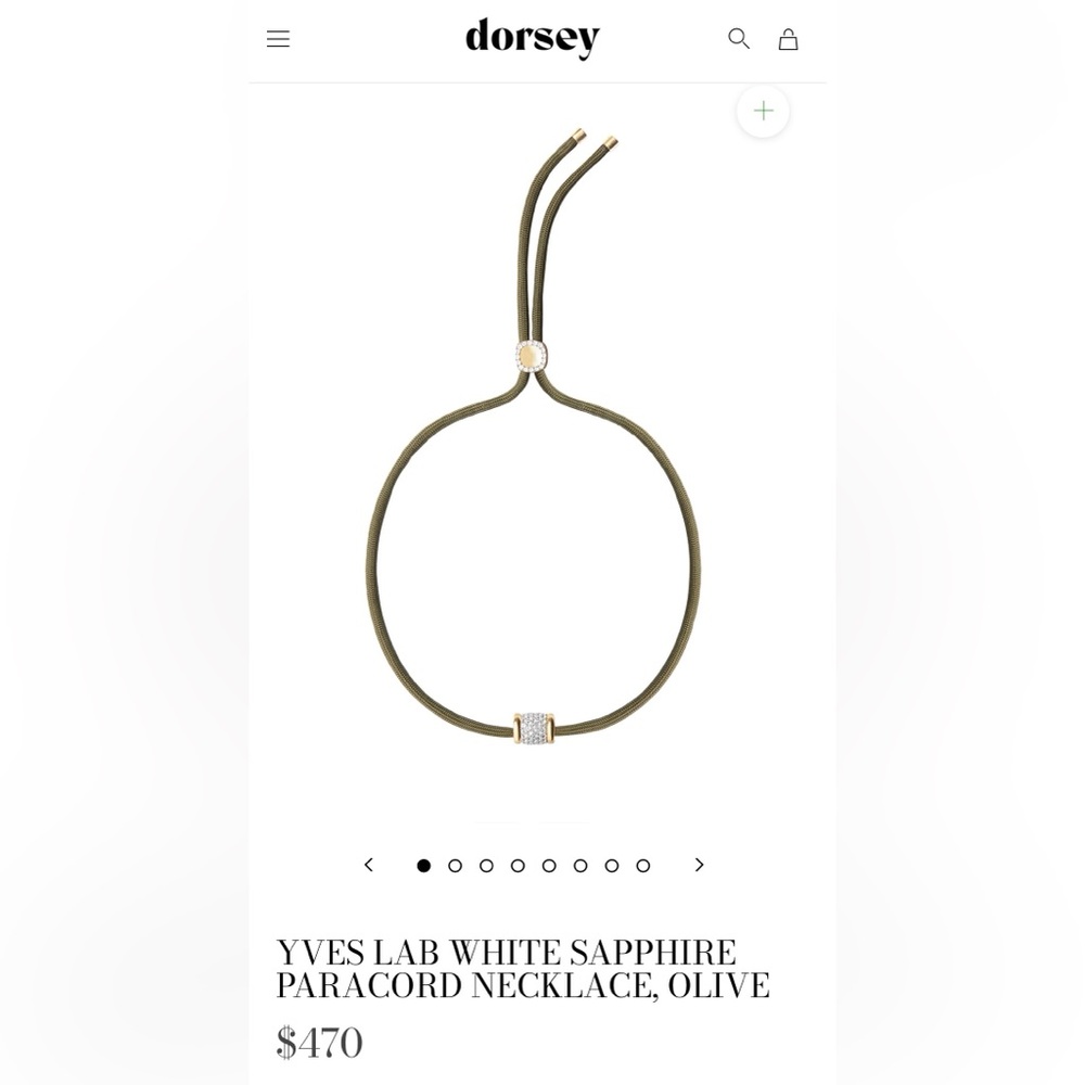 DORSEY YVES Olive Paracord Necklace with White Sapphire